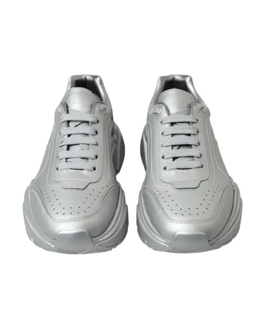 Dolce & Gabbana Silberne Ledersneakers in Gray für Herren