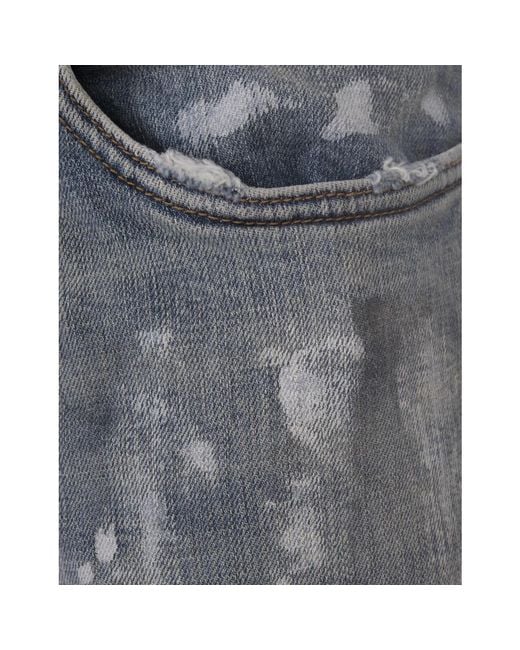 Purple Brand Blaue skinny jeans mit distressed-details in Gray für Herren