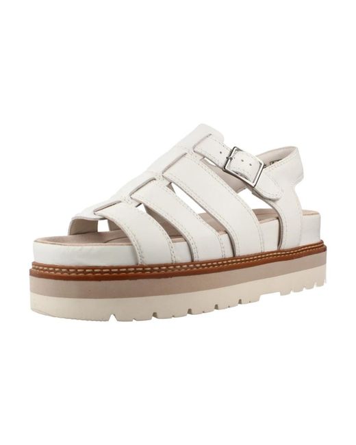 Clarks White Flat Sandalen