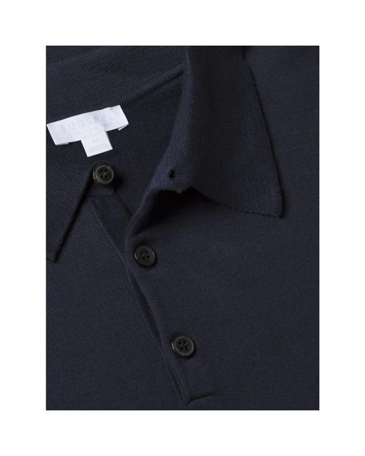Sunspel Tops ,Zwart ,Eiland Polo Shirt Voor Mannen in het Blue voor heren
