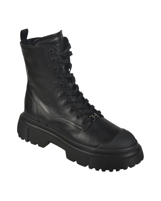 Hogan Black Lace-Up Boots
