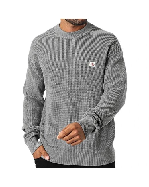 Round-Neck Knitwear Calvin Klein de hombre de color Gray