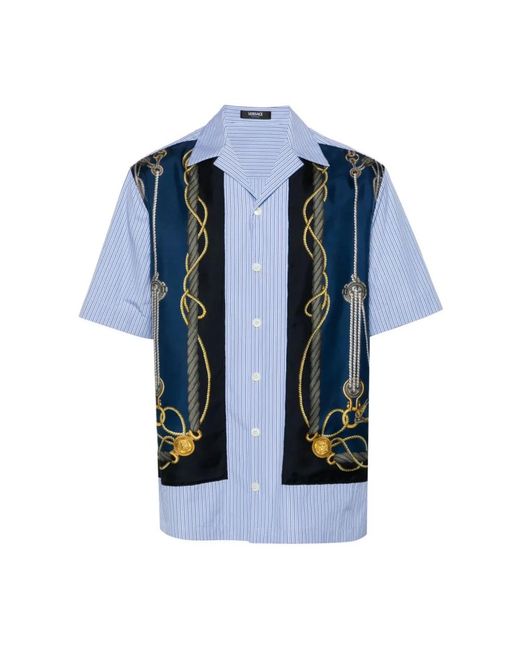 Versace Blue Short Sleeve Shirts for men