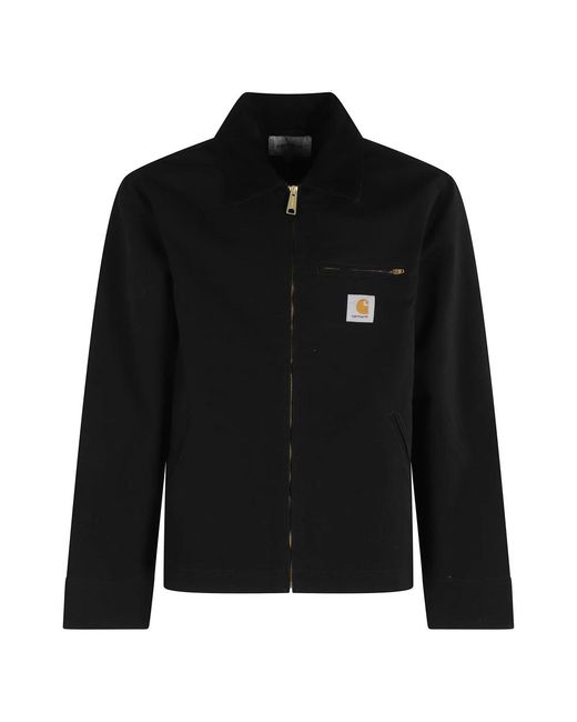 Carhartt Jassen ,Zwart ,Katoen Zwarte Grafische Jas Met Geribbelde Kraag in het Black voor heren