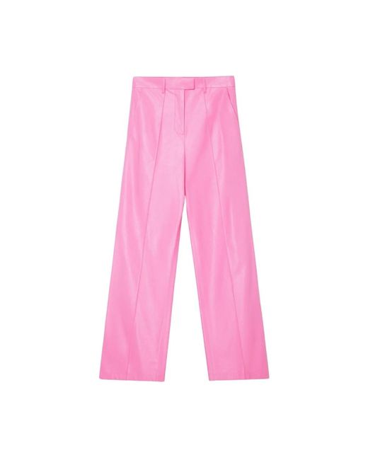 Stand Studio Broeken ,Roze ,Leer Wijde Broek Van Synthetisch Leer in het Pink