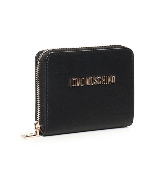 Love Moschino Black Schwarzes portemonnaie mit reißverschluss