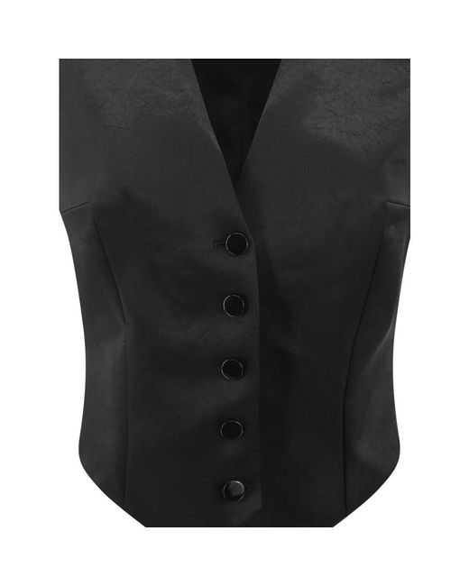 Philosophy Di Lorenzo Serafini Black Schwarze satin v-ausschnitt ärmellose jacke