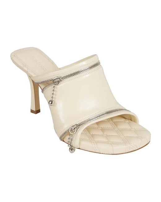 Burberry White Heeled Mules