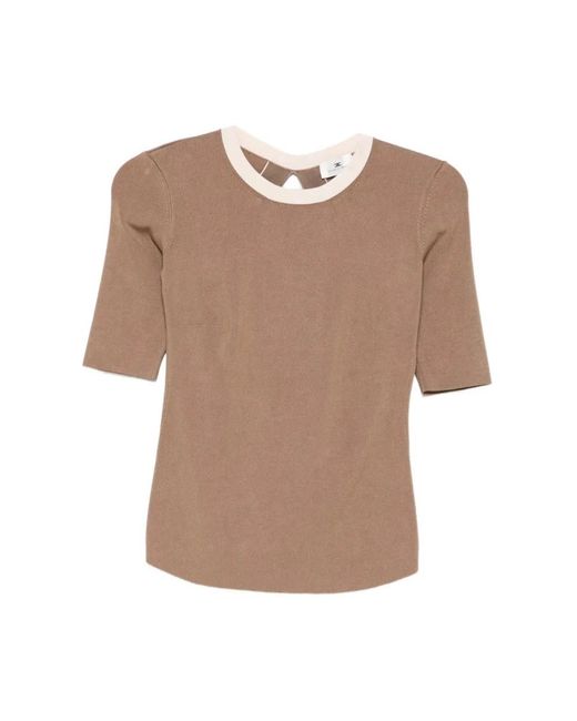 Elisabetta Franchi Brown Round-Neck Knitwear