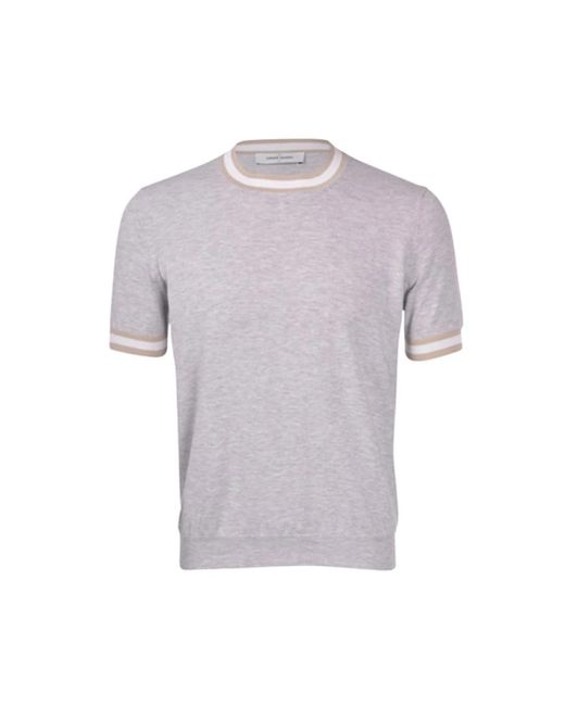 T-shirt a righe in cotone maglia con dettagli di Gran Sasso in Purple da Uomo