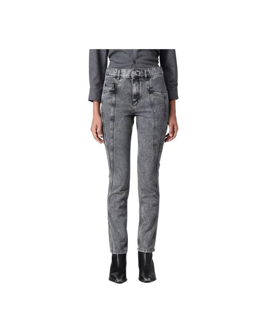 Isabel Marant Gray Hohe Taille Acid Wash Denim Jeans