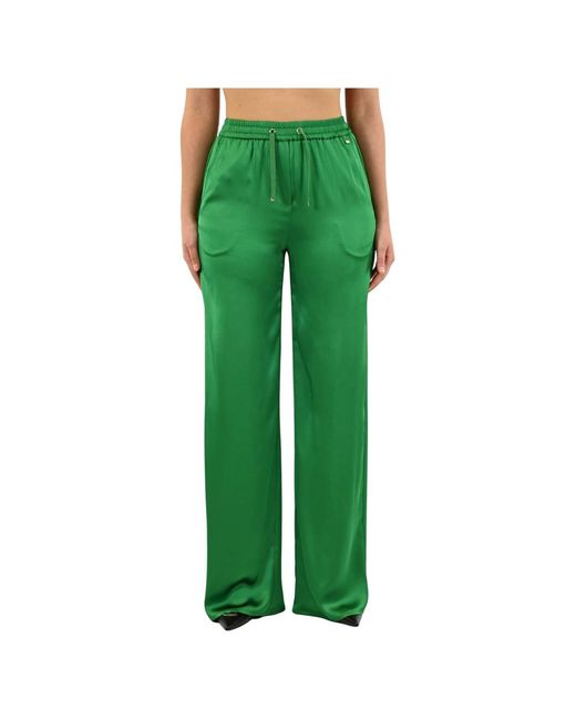 Pantaloni in raso a vita alta con elastico di Herno in Green