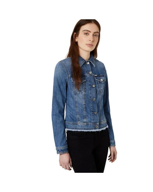 Liu Jo Jassen ,Blauw ,Denim Mickey Washed Denim Jacket in het Blue