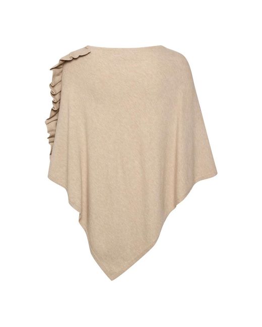 Cream Jassen ,Roze ,Polyester Oversized Poncho Met Ruchedetail in het Natural