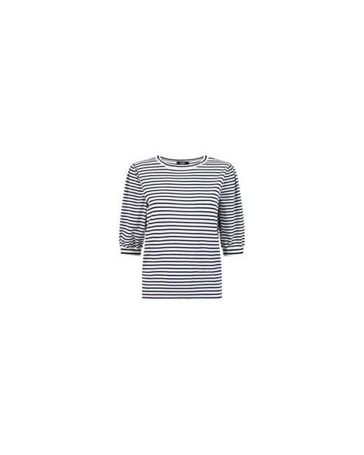 Jansen Amsterdam Gestreiftes Puffärmel-Top Offwhite-Dunkelblau