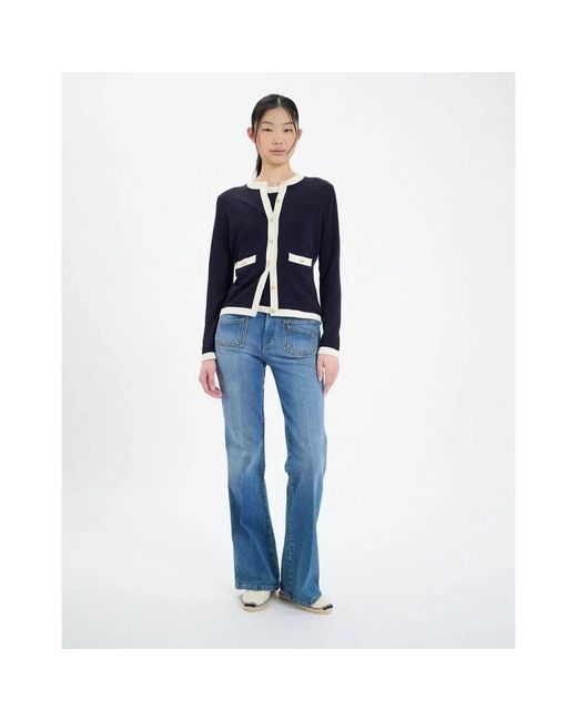 Ines De La Fressange Paris Blue Corentin-strickjacke aus marineblauer seide und baumwolle
