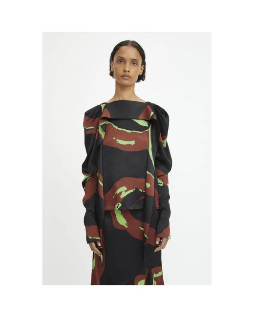 Rodebjer Overhemden ,Veelkleurig ,Swirl Blouse Met Variabele Kraag in het Black