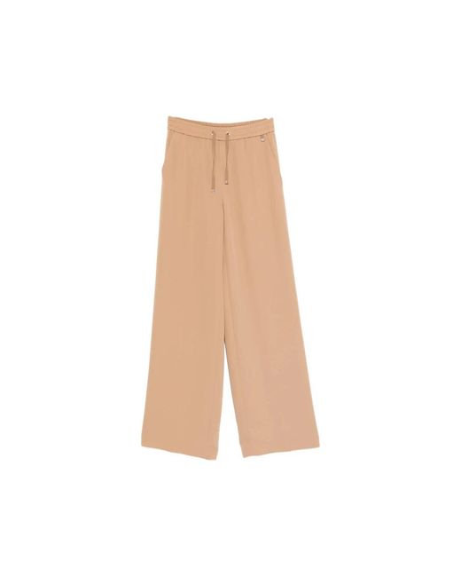Herno Broeken ,Katoen Wide Leg Satin Pants in het Natural