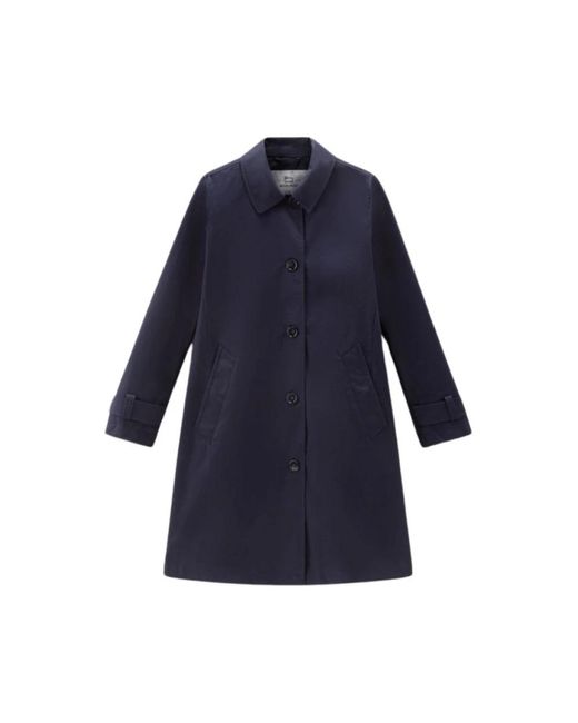 Woolrich Blue Single-Breasted Coats