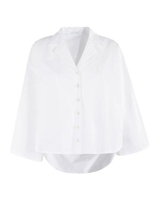 Malo White Weißes Kimono-Ärmelhemd