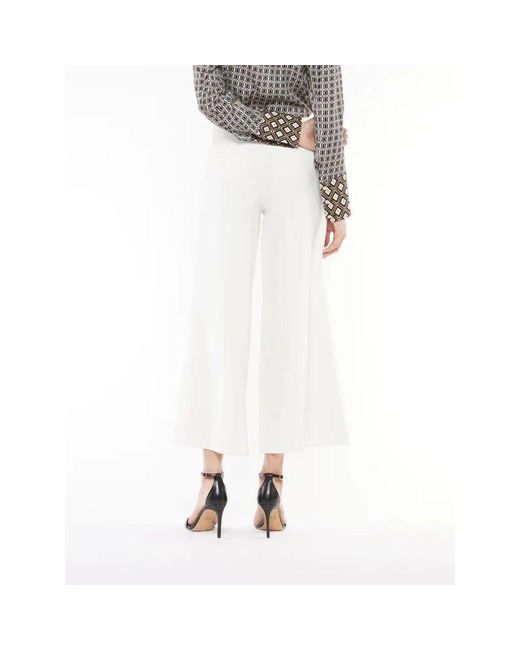 SIMONA CORSELLINI White Weite gekürzte hochtaillierte hose
