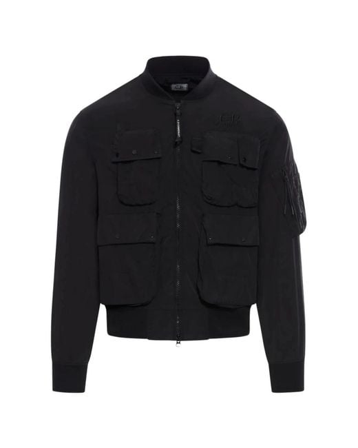 C P Company Black Bomber Jackets for men
