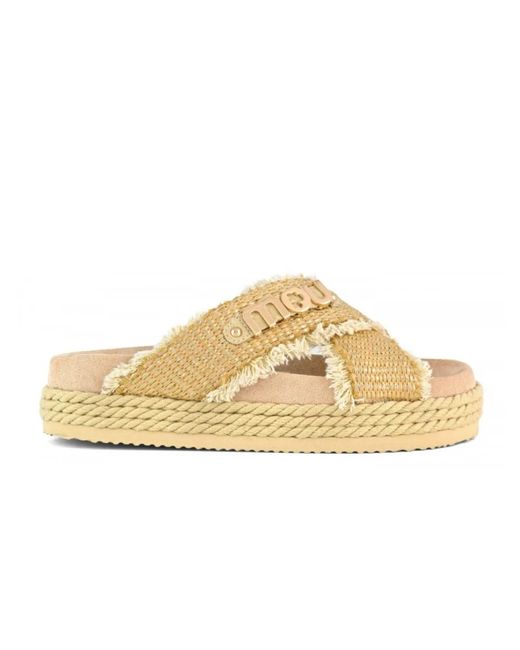 Mou Schoenen ,Kruislings Touw Sandaal in het Metallic