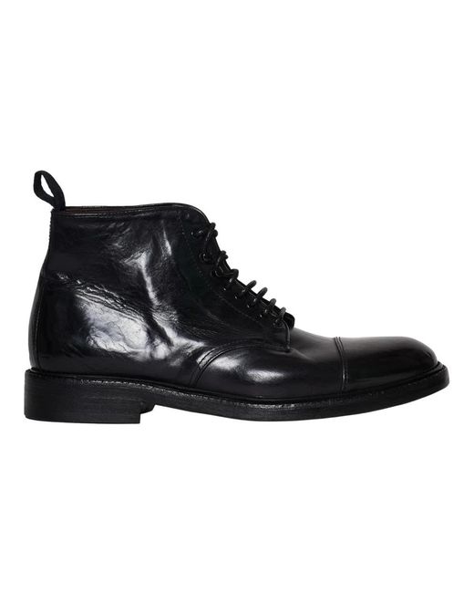 Green George Black Lace-Up Boots for men