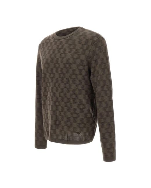 Emporio Armani Gray Round-Neck Knitwear for men