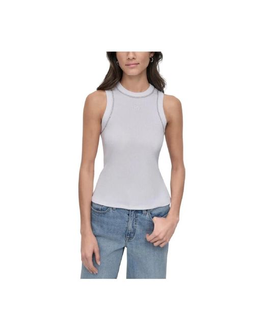 DKNY Blue Sleeveless Tops
