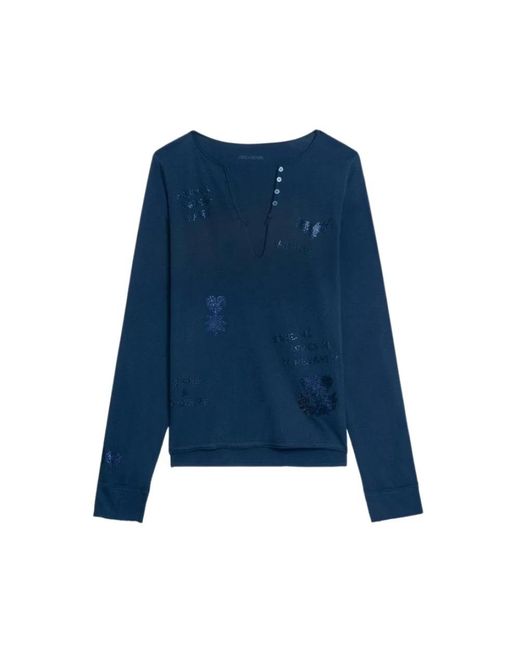 Zadig & Voltaire Blue Long Sleeve T-Shirts