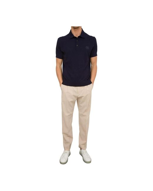 Etro Tops ,Blauw ,Katoen Gebreide Polo Shirt in het Blue voor heren