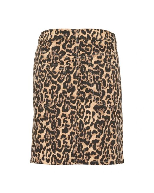 Kaffe Rokken ,Veelkleurig ,Denim Luipaardprint Denim Rok in het Natural