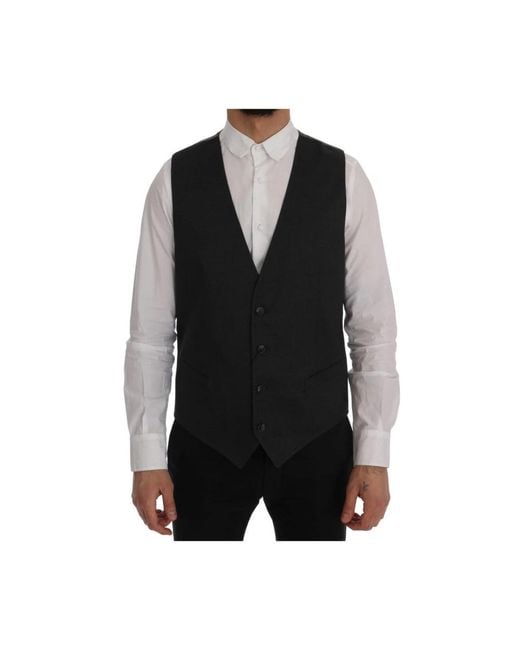Dolce & Gabbana Black Waistcoats for men