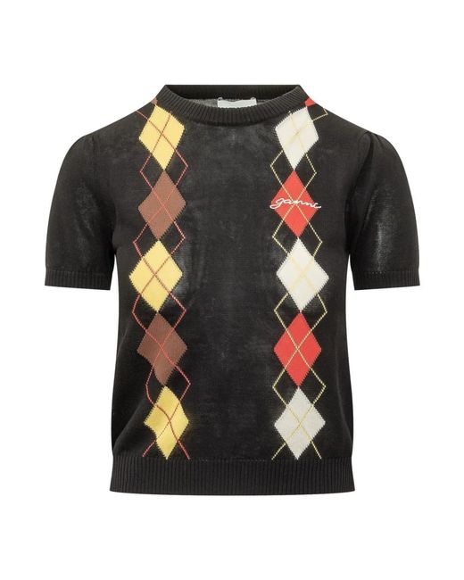 Ganni Black Round-Neck Knitwear