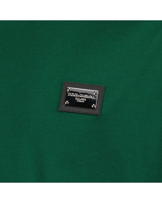 Dolce & Gabbana Logo plaque baumwoll t-shirt,logo plaque baumwoll t-shirt in Green für Herren