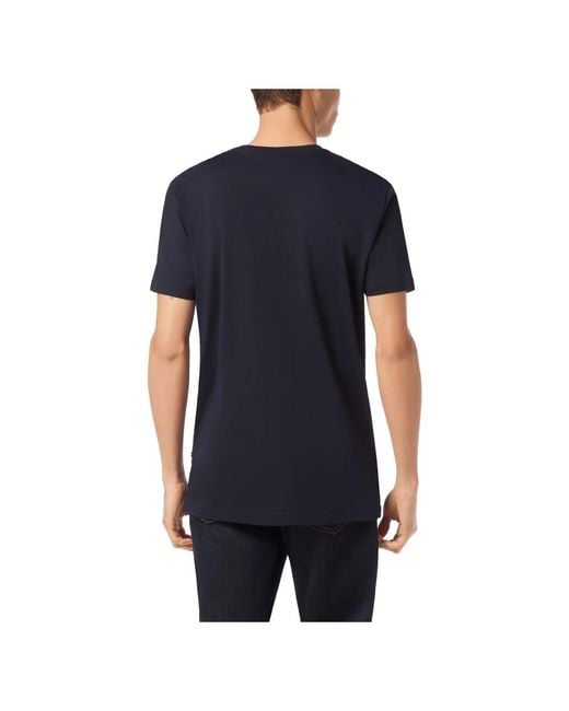 Billionaire Tops ,Blauw ,Katoen T-Shirt Ronde Hals Ss Crest in het Black voor heren