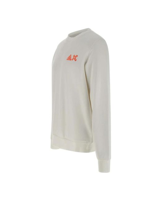 Sun 68 Hoodies & Sweatvesten ,Wit ,Katoen Fluo Fleece Sweatshirt in het White voor heren