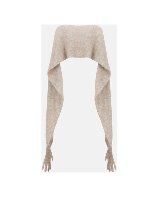 Moschino Jassen ,Wol Nekwarmer Met Geïntegreerde Handschoenen in het Natural