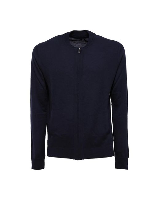 Hōsio Truien & Vesten ,Blauw ,Wol Lupo Zip F16 Wollen Trui in het Blue voor heren