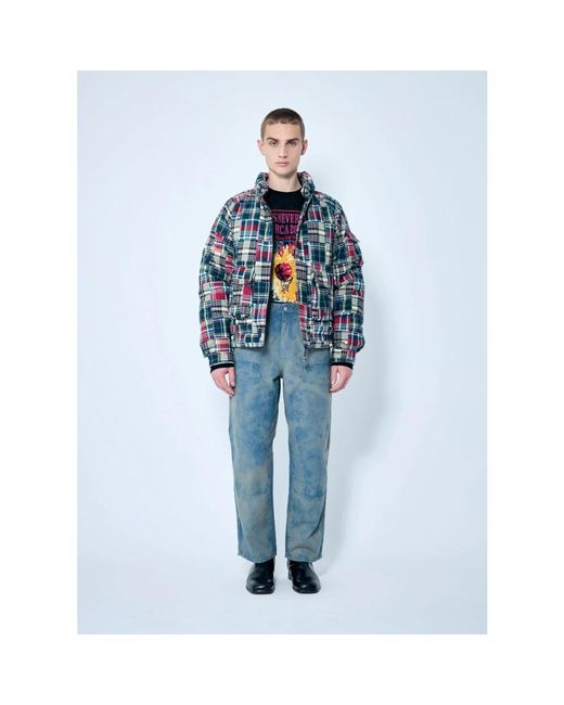 Thisisneverthat Jeans ,Blauw ,Katoen Bleached Double Knee Pants in het Blue voor heren
