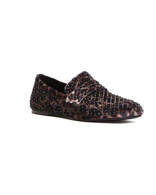 Strategia Mocassino Velluto Leopardato E Strass in het Black