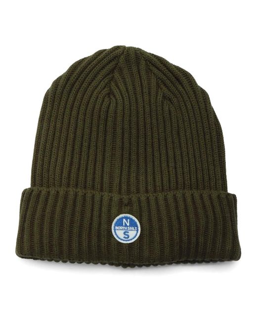 North Sails Accessoires ,Groen ,Katoen Wol Katoen Blend Beanie Met Logo in het Green voor heren