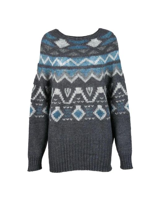 Alpha Studio Blue Weicher Mohair-Mix Strickpullover