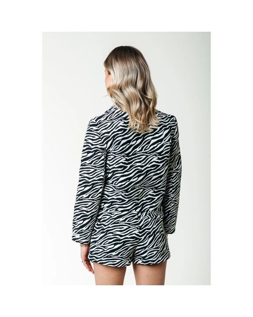 Colourful Rebel Gray Zebra Jacquard High Waist Shorts
