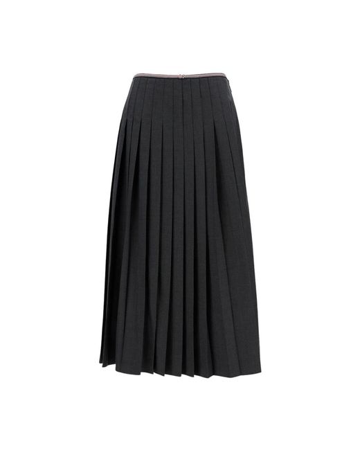 Thom Browne Rokken ,Grijs ,Wol Super 120's Twill Plooirok in het Black