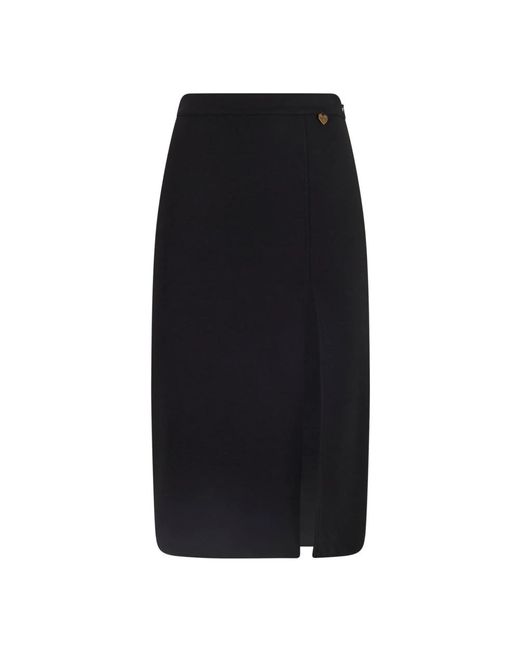 Falda negra en punto milano con encaje Twin Set de color Black