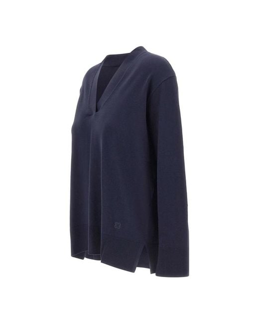Elena Miro Blue V-Neck Knitwear