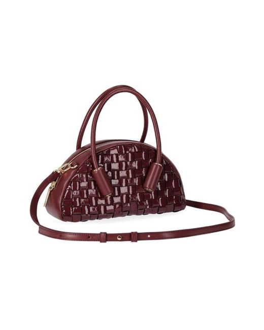 THEMOIRÈ Red Burgunderfarbene vegane lederhandtasche mit lackeffekt