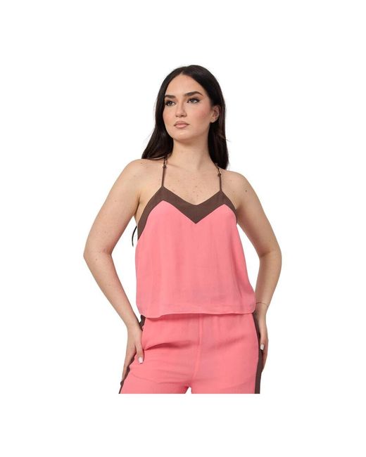 Patrizia Pepe Pink Rosa Crinkle Bicolor Top Mit Quadratischem Ausschnitt